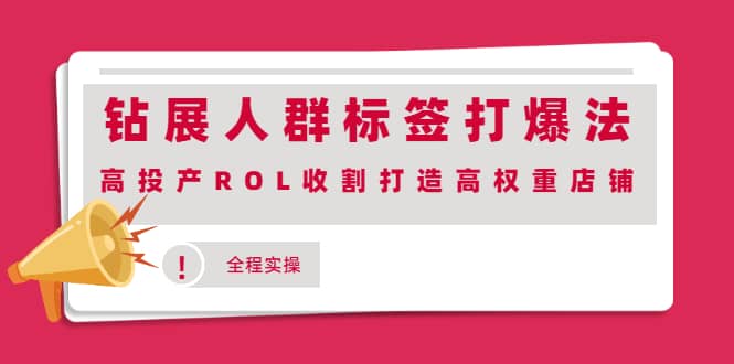 钻展人群标签打爆法，高投产ROL收割打造高权重店铺(全程实操)-优优资源网