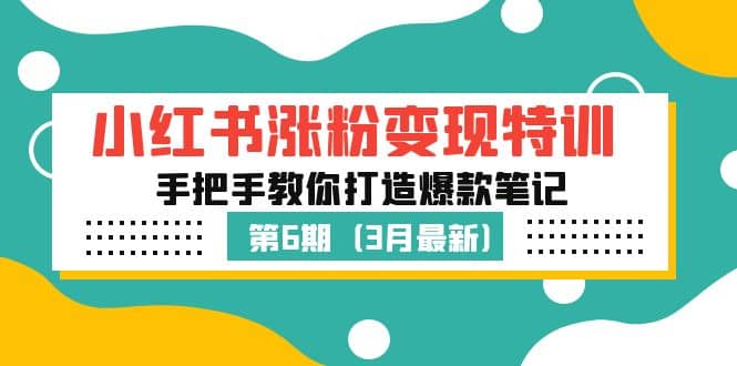 小红书涨粉变现特训·第6期，手把手教你打造爆款笔记（3月新课）-优优资源网