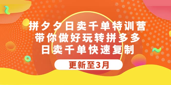 拼夕夕日卖千单特训营，带你做好玩转拼多多，日卖千单快速复制 (更新至3月)-优优资源网