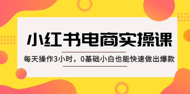 小红书·电商实操课：每天操作3小时，0基础小白也能快速做出爆款-优优资源网