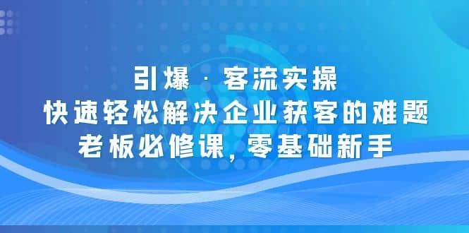 引爆·客流实操：快速轻松解决企业获客的难题，老板必修课，零基础新手-优优资源网