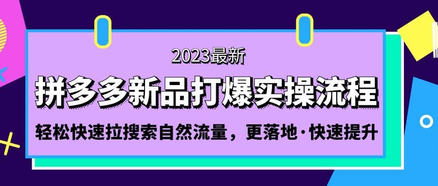 拼多多-新品打爆实操流程：轻松快速拉搜索自然流量，更落地·快速提升-优优资源网