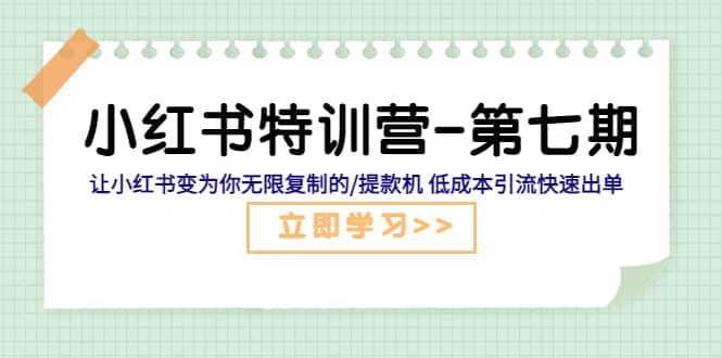 小红书特训营-第七期 让小红书变为你无限复制的/提款机 低成本引流快速出单-优优资源网