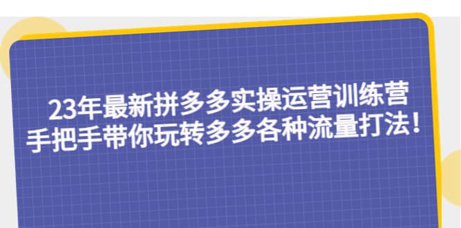 23年最新拼多多实操运营训练营：手把手带你玩转多多各种流量打法！-优优资源网
