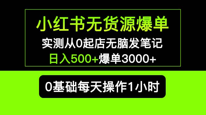 小红书无货源爆单 实测从0起店无脑发笔记爆单3000 长期项目可多店-优优资源网