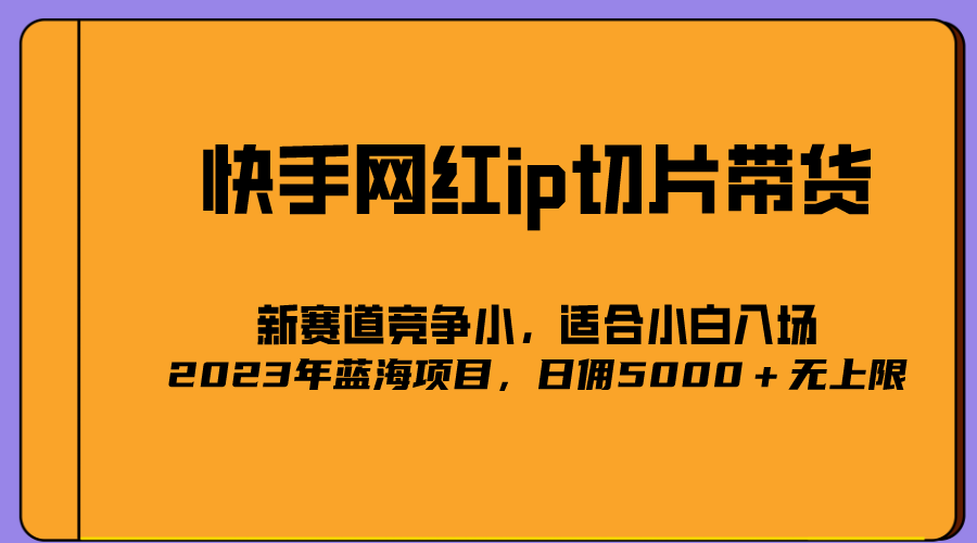 2023爆火的快手网红IP切片，号称日佣5000＋的蓝海项目，二驴的独家授权-优优资源网