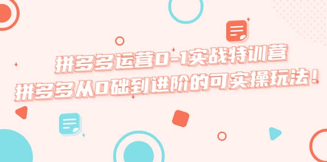 拼多多运营0-1实战特训营，拼多多从0础到进阶的可实操玩法-优优资源网