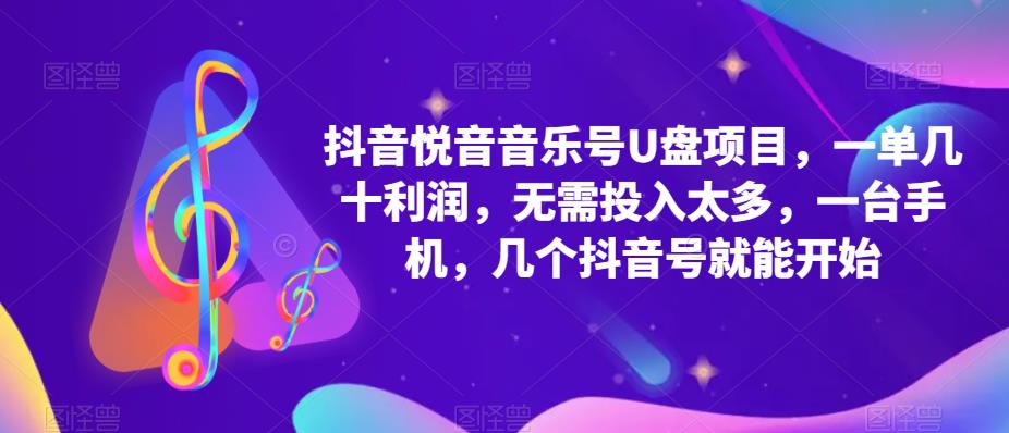 抖音音乐号U盘项目 一单几十利润 无需投入太多 一台手机 几个抖音号就开始-优优资源网
