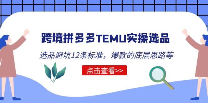 跨境拼多多TEMU实操选品运营方法，选品避坑12条标准，爆款的底层思路等-优优资源网
