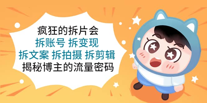 疯狂的拆片会：拆账号 拆变现 拆文案 拆拍摄 拆剪辑 揭秘博主的流量密码-优优资源网