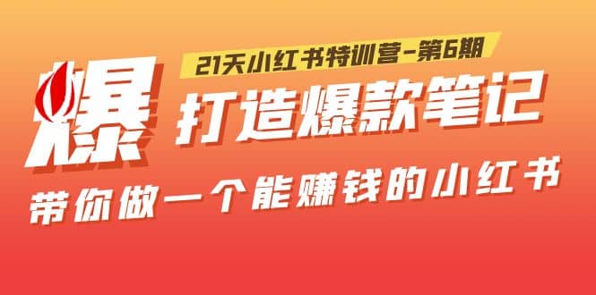 21天小红书特训营-第6期，打造爆款笔记，带你做一个能赚钱的小红书-优优资源网