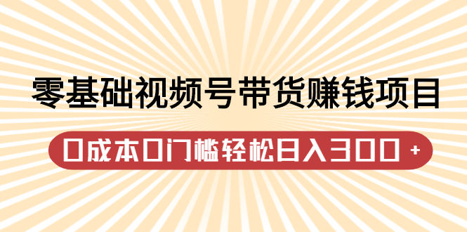 零基础视频号带货赚钱项目，0成本0门槛轻松日入300 【视频教程】-优优资源网