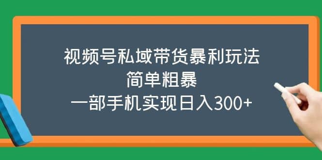 视频号私域带货暴利玩法，简单粗暴-优优资源网