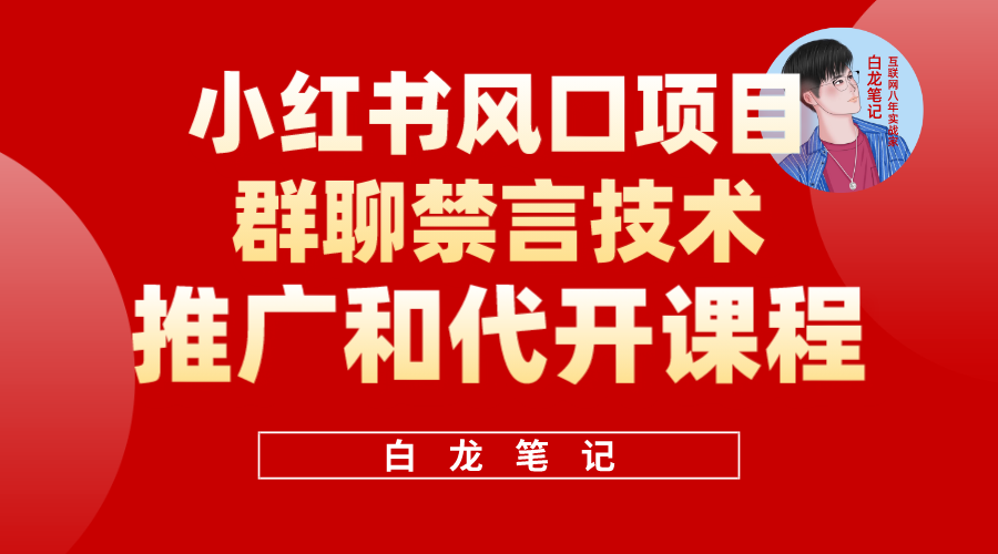 小红书风口项目日入300 ，小红书群聊禁言技术代开项目，适合新手操作-优优资源网