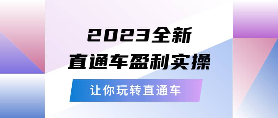 2023全新直通车·盈利实操：从底层，策略到搭建，让你玩转直通车-优优资源网