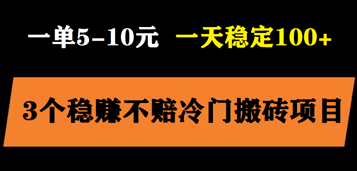 3个最新稳定的冷门搬砖项目，小白无脑照抄当日变现日入过百-优优资源网