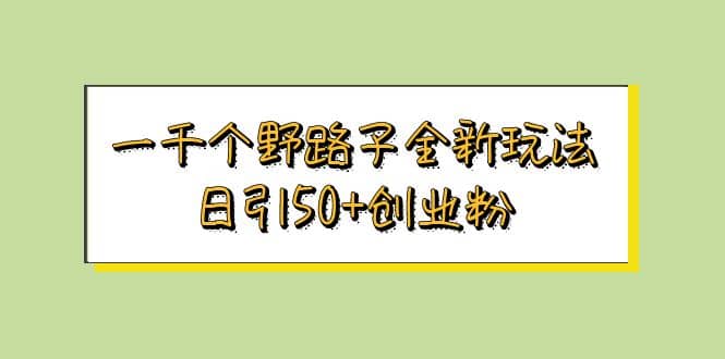 一千个野路子全新玩法 日引50 创业粉-优优资源网