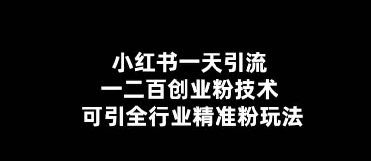 【引流必备】小红书一天引流一二百创业粉技术，可引全行业精准粉玩法-优优资源网