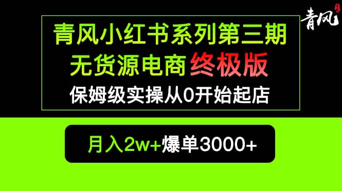 小红书无货源电商爆单终极版【视频教程 实战手册】保姆级实操从0起店爆单-优优资源网