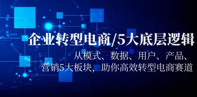 企业转型电商/5大底层逻辑，从模式 数据 用户 产品 营销5大板块，高效转型-优优资源网