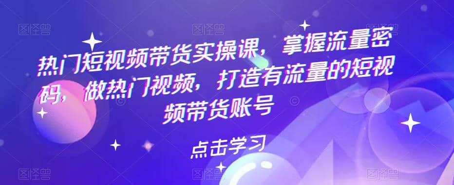 热门短视频带货实战 掌握流量密码 做热门视频 打造有流量的短视频带货账号-优优资源网