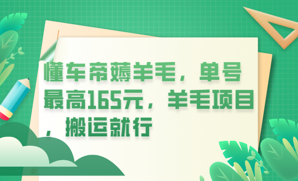 懂车帝薅羊毛，单号最高165元，羊毛项目，搬运就行-优优资源网