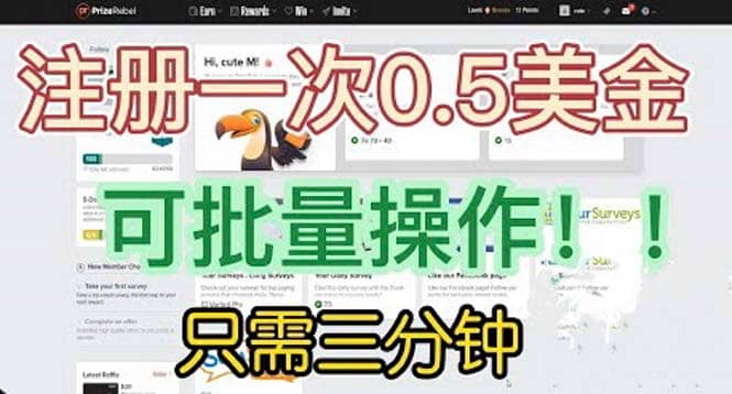 国外项目注册一次0.5美金 只需三分钟无脑操作 可批量放大 小白工作室福利-优优资源网