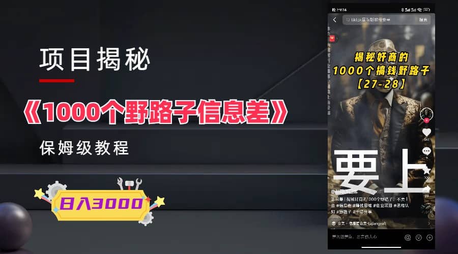 1000个野路子信息差保姆式教程-单日变现3000 的玩法解密-优优资源网