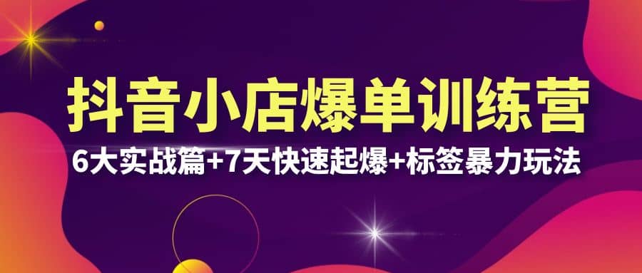 抖音小店爆单训练营VIP线下课：6大实战篇 7天快速起爆 标签暴力玩法(32节)-优优资源网