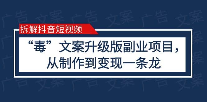 拆解抖音短视频：“毒”文案升级版副业项目，从制作到变现（教程 素材）-优优资源网