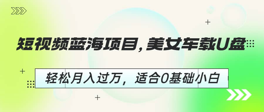 短视频蓝海项目，美女车载U盘，轻松月入过万，适合0基础小白-优优资源网