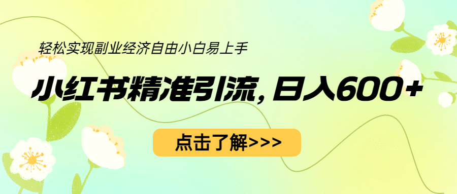 小红书精准引流，小白日入600 ，轻松实现副业经济自由（教程 1153G资源）-优优资源网