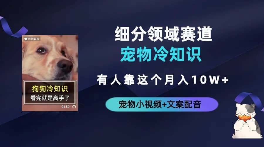 不起眼的抖音细分赛道-宠物冷知识，一段宠物视频配文案，有人靠这个月入10w-优优资源网