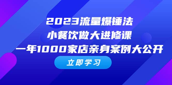 2023流量 爆锤法，小餐饮做大进修课，一年1000家店亲身案例大公开-优优资源网