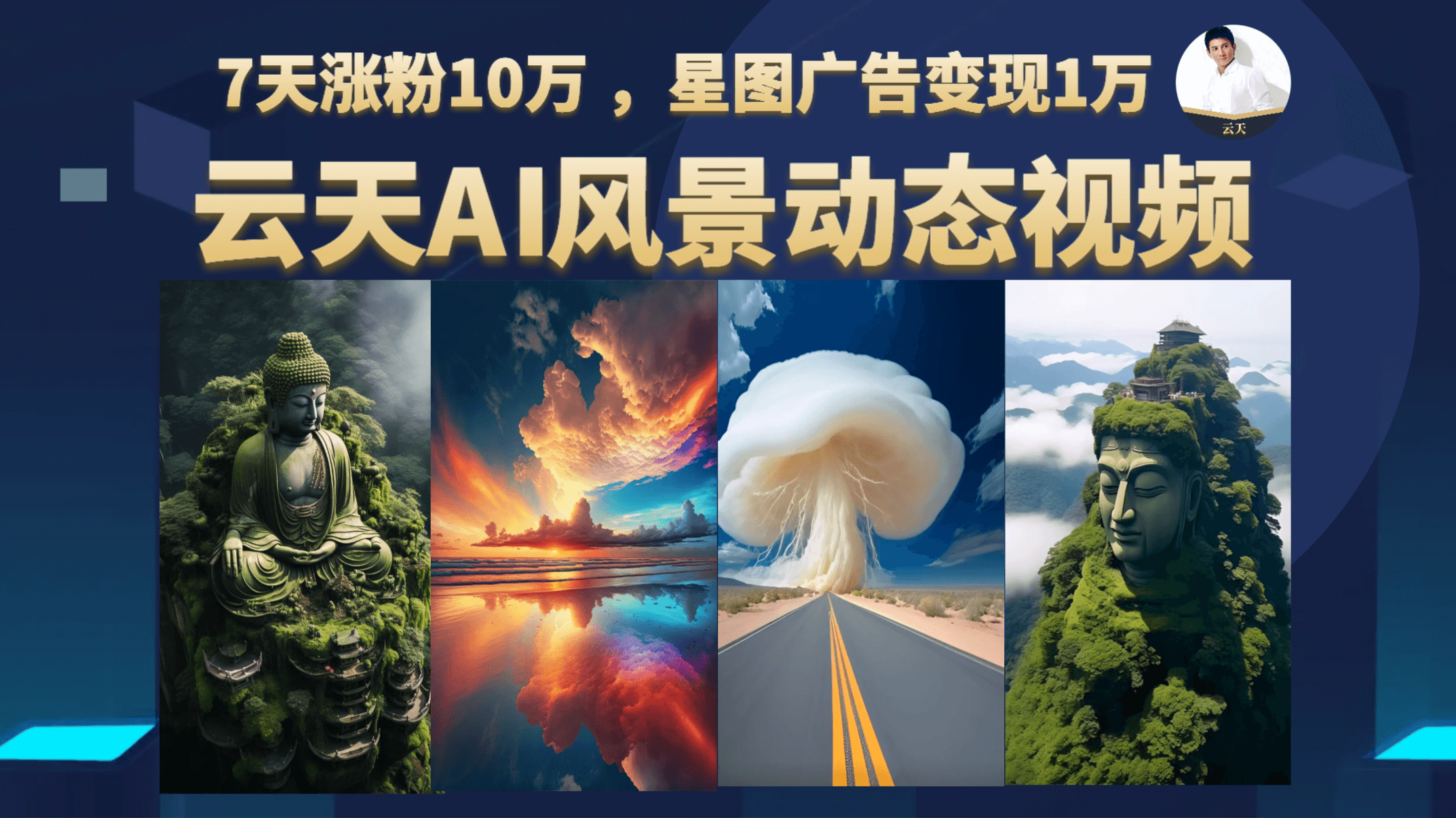 云天AI风景动图视频制作，7天涨粉10万 ，星图广告变现1万-优优资源网