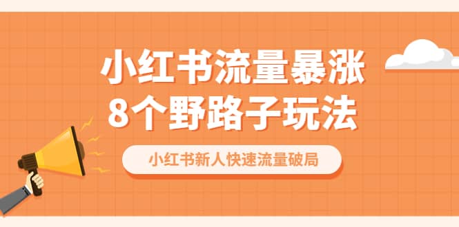 小红书流量-暴涨8个野路子玩法：小红书新人快速流量破局（8节课）-优优资源网