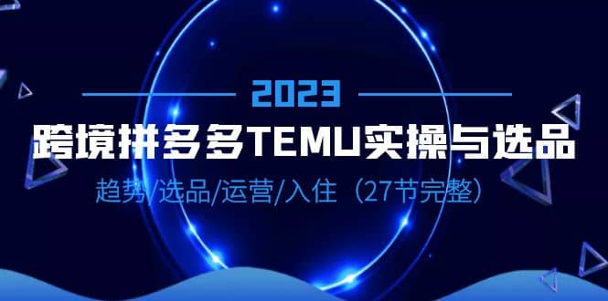 2023跨境·拼多多·TEMU实操与选品，趋势·选品·运营·入住（27节完整）-优优资源网