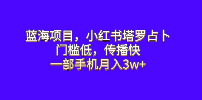 蓝海项目，小红书塔罗占卜，门槛低，传播快，一部手机月入3w-优优资源网