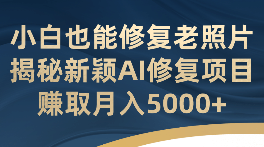 小白也能修复老照片！揭秘新颖AI修复项目，赚取月入5000-优优资源网