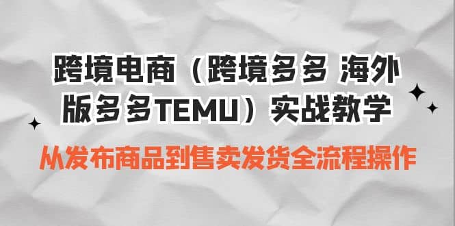 跨境电商（跨境多多 海外版多多TEMU）实操教学 从发布商品到售卖发货全流程-优优资源网