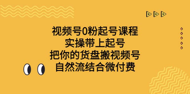 视频号0粉起号课程 实操带上起号 把你的货盘搬视频号 自然流结合微付费-优优资源网