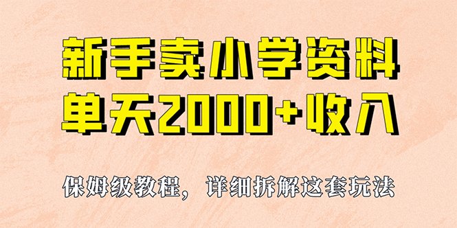 我如何通过卖小学资料，实现单天2000 ，实操项目，保姆级教程 资料 工具-优优资源网