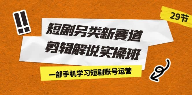 短剧另类新赛道剪辑解说实操班：一部手机学习短剧账号运营（29节 价值500）-优优资源网