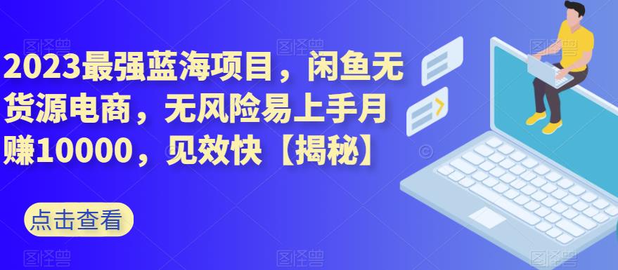 2023最强蓝海项目，闲鱼无货源电商，无风险易上手月赚10000，见效快【揭秘】-优优资源网
