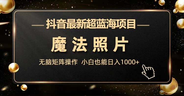 抖音最新超蓝海项目，魔法照片，无脑矩阵操作，小白也能日入1000-优优资源网