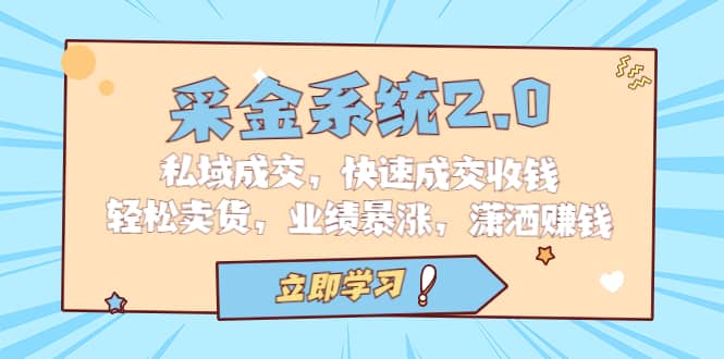 采金 系统2.0，私域成交，快速成交收钱，轻松卖货，业绩暴涨，潇洒赚钱-优优资源网