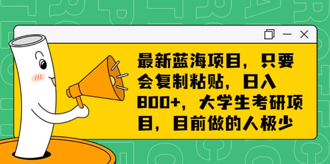 最新蓝海项目，只要会复制粘贴，日入800 ，大学生考研项目，目前做的人极少-优优资源网