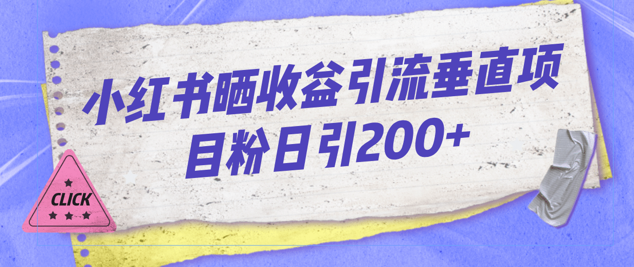 小红书晒收益图引流垂直项目粉日引200-优优资源网