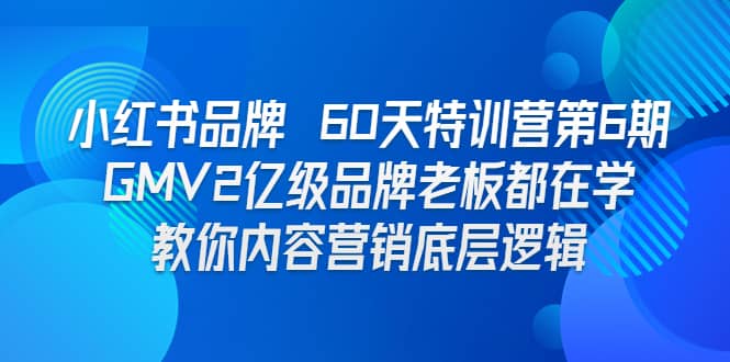 小红书品牌 60天特训营第6期 GMV2亿级品牌老板都在学 教你内容营销底层逻辑-优优资源网