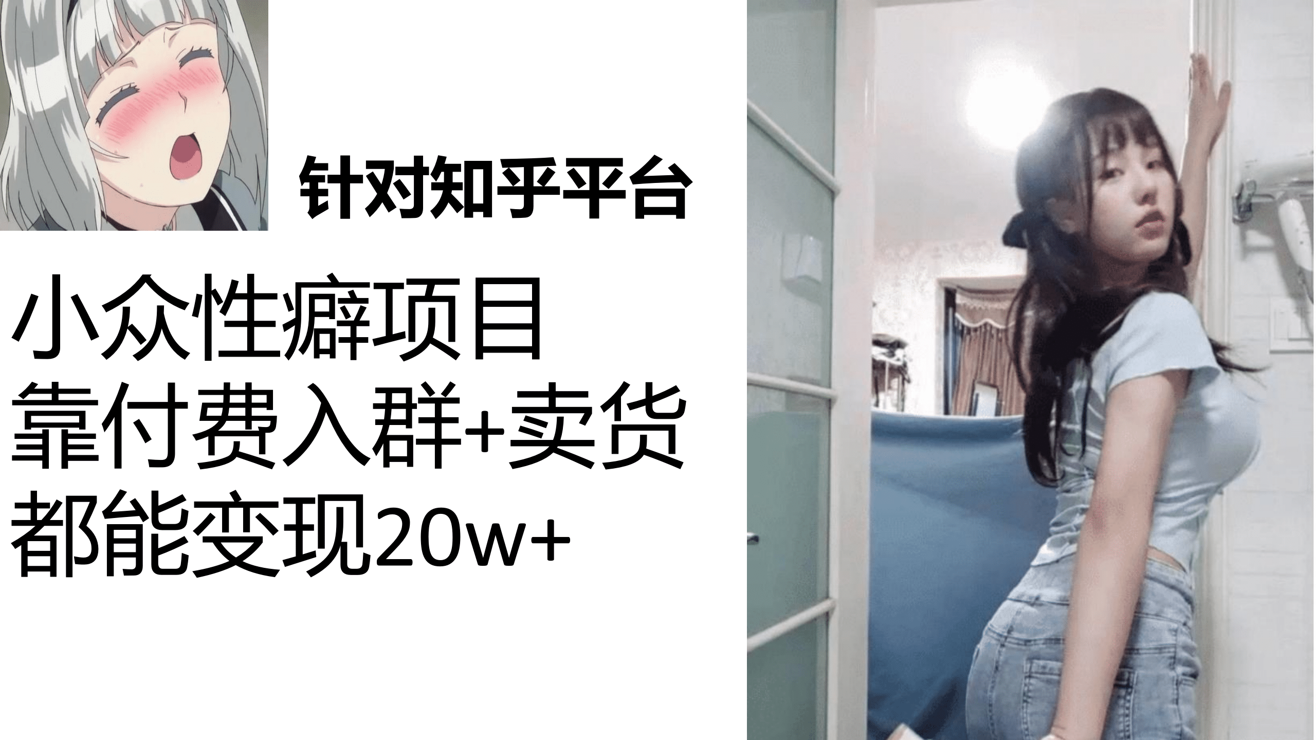 知乎小众性癖项目，Lsp的钱才是最好赚的，付费建群 卖货变现20w-优优资源网